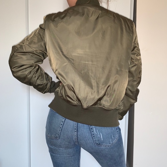 Olive Green Bomber Jacket - Picture 3 of 5